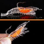 3pcs/lot 3g-60mm 4 colors  Luminous Shrimp Squid Night Fishing Squid Jigs Lure Bass soft Bait Fish Tackle Equipment Accessory