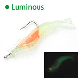 3pcs/lot 3g-60mm 4 colors  Luminous Shrimp Squid Night Fishing Squid Jigs Lure Bass soft Bait Fish Tackle Equipment Accessory