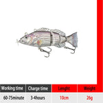 10cm NEW small Robotic Swimming Lures Fishing Auto Electric Lure Bait Wobblers For Swimbait USB Rechargeable Flashing LED light
