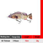 10cm NEW small Robotic Swimming Lures Fishing Auto Electric Lure Bait Wobblers For Swimbait USB Rechargeable Flashing LED light